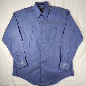 Roberto Villini Men’s‎ 16 34/35 Dress Shirt Blue Non-Iron Travel Collection 100%